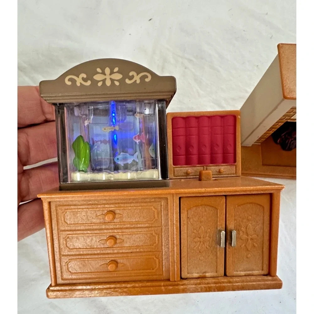 epoch calico critters light up chandelier Fishtank Fireplace set